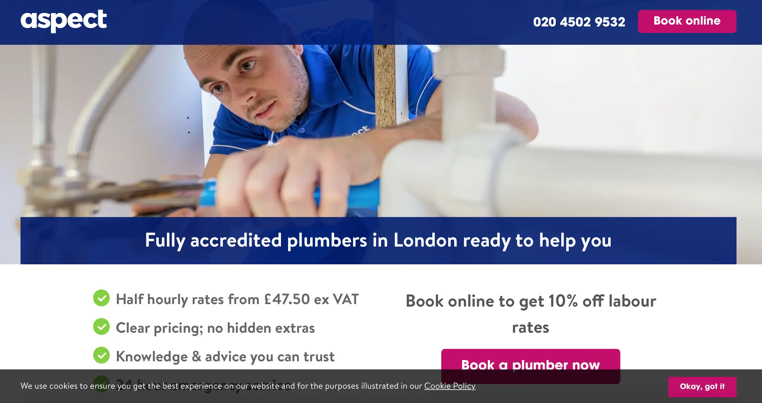 Aspect Plumbers - Web Design Example